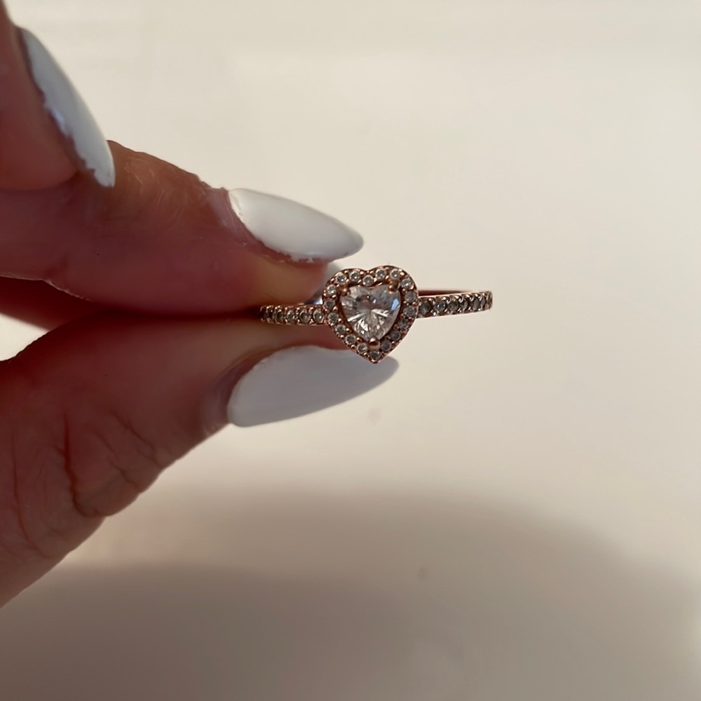 ROSE GOLD HEART PANDORA RING